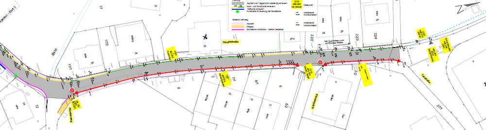 Skizze Sanierung Hauptstrae Gehweg an der Nordseite