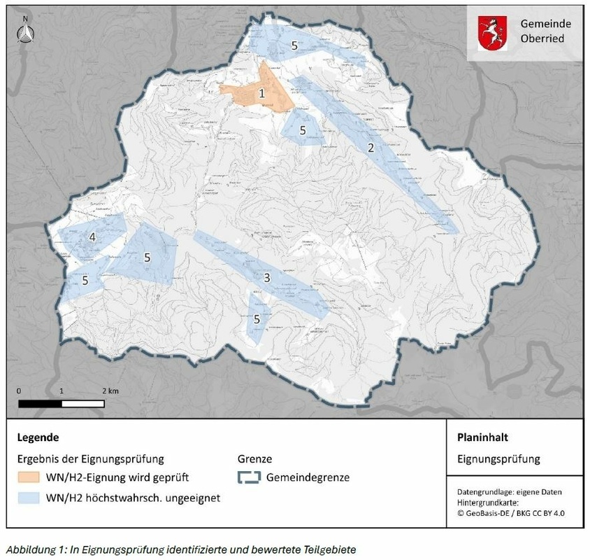 KWP Karte in Eignungsprüfung identifizierte und bewertete Teilgebiete KWP Karte in Eignungsprüfung identifizierte und bewertete Teilgebiete